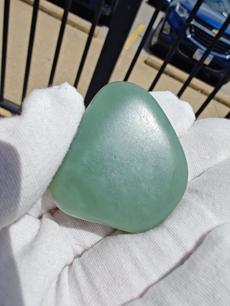 Siberian Nephrite Jade Palm Stone – Duck Egg Cyan Jade