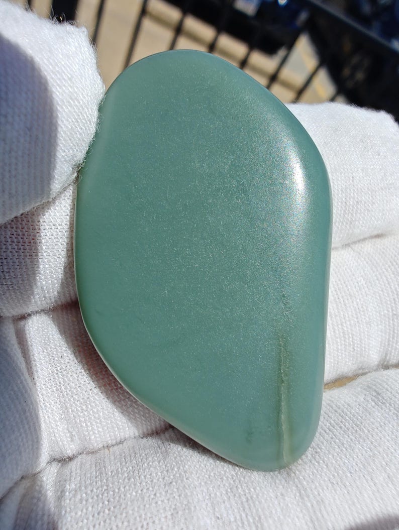 Siberian Duck Egg Cyan Nephrite Jade Palm Stone