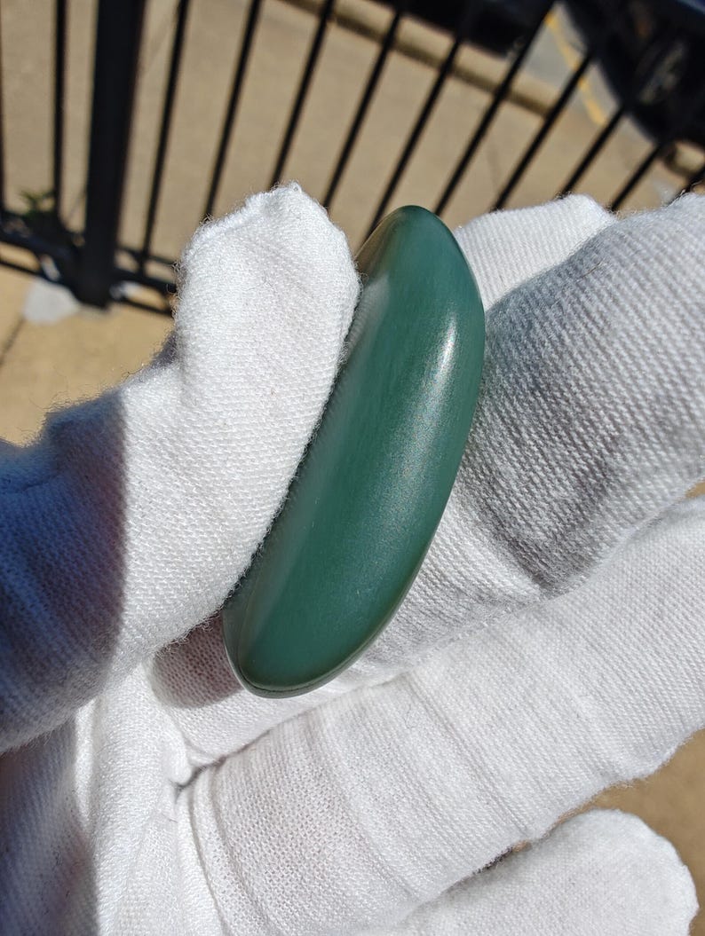Siberian Duck Egg Cyan Nephrite Jade Palm Stone - Image 9