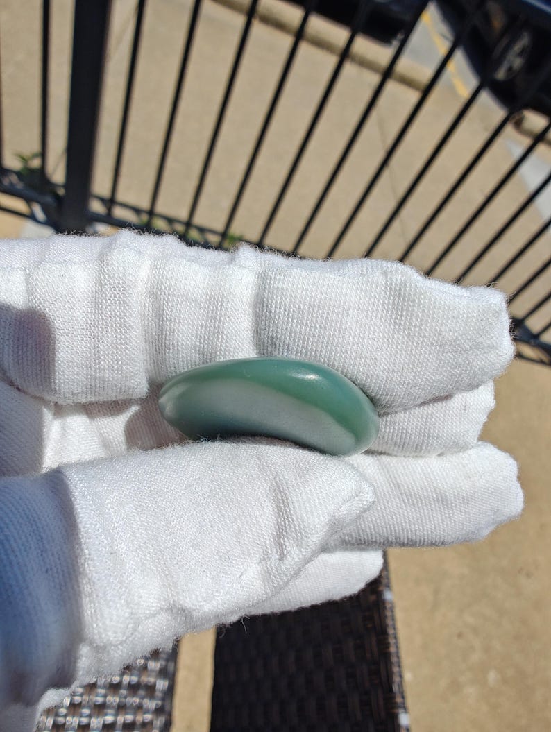 Siberian Duck Egg Cyan Nephrite Jade Palm Stone - Image 7