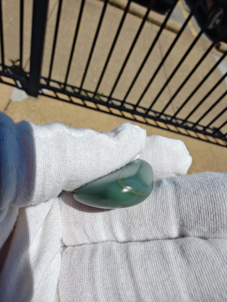 Siberian Duck Egg Cyan Nephrite Jade Palm Stone - Image 8