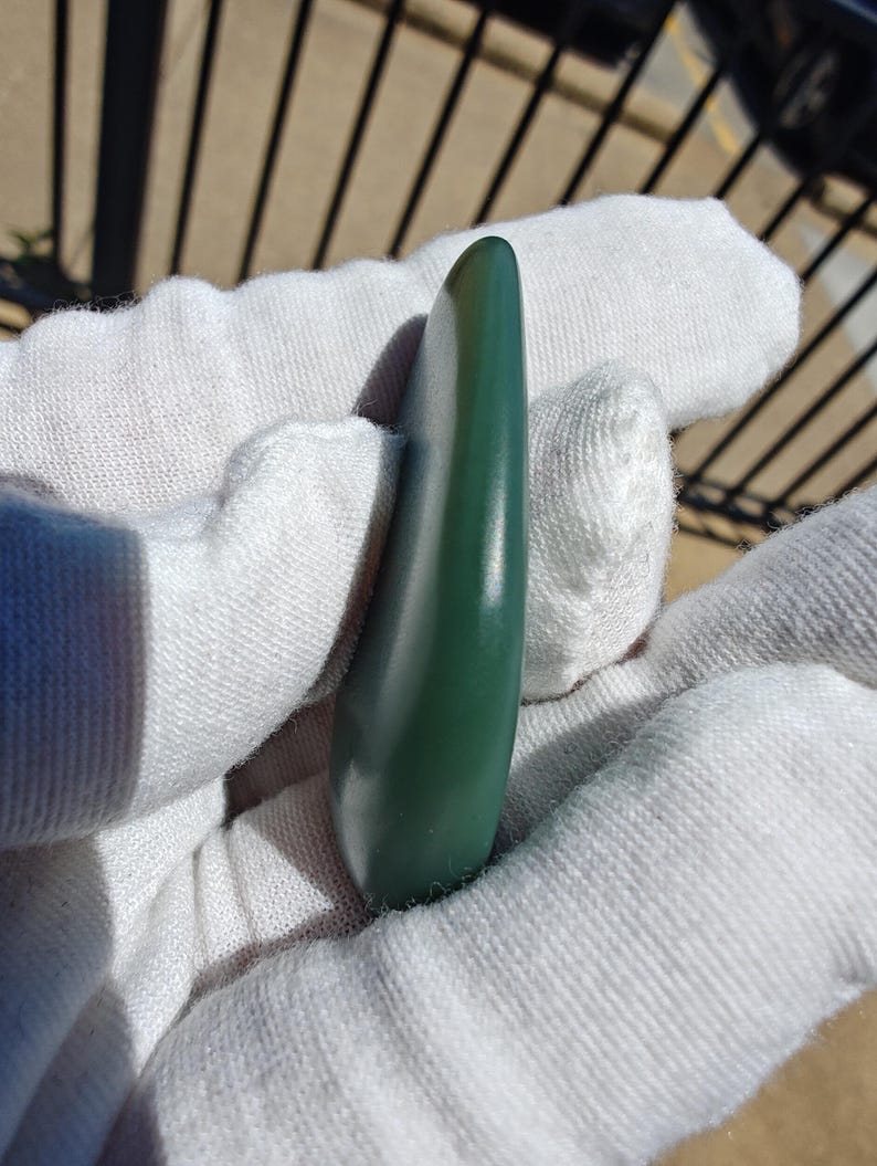 Siberian Duck Egg Cyan Nephrite Jade Palm Stone - Image 6