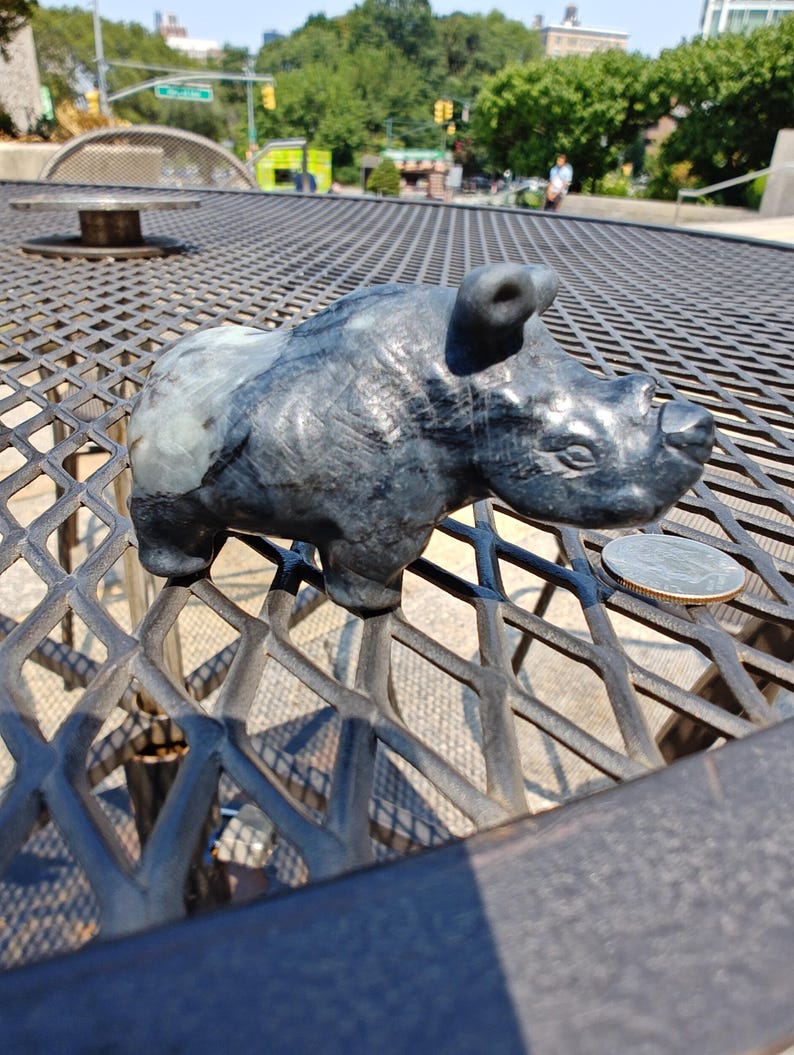 Certified Authentic Nephrite Jade Hand Carved Baby Rhino (Not Big Sur Jade)