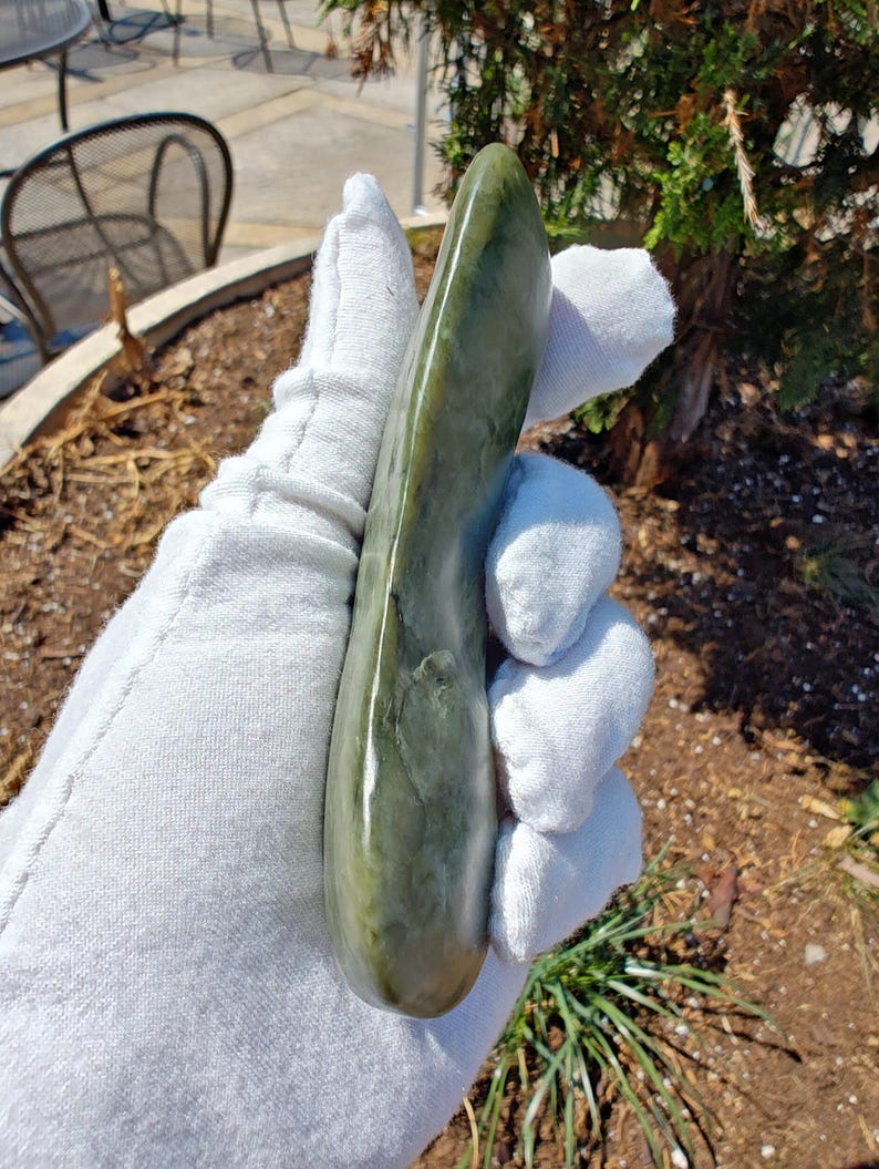 Kidney Shaped Authentic Big Sur Jade Tumbled Palm Stone - Image 3