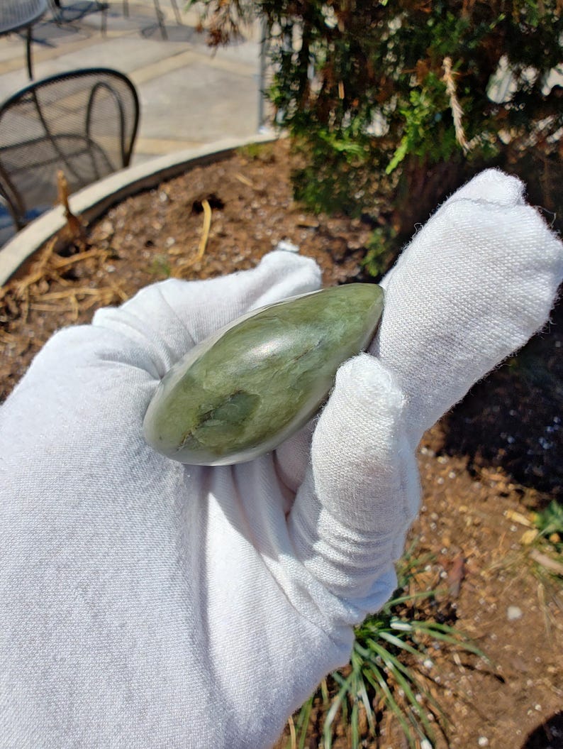Kidney Shaped Authentic Big Sur Jade Tumbled Palm Stone - Image 4