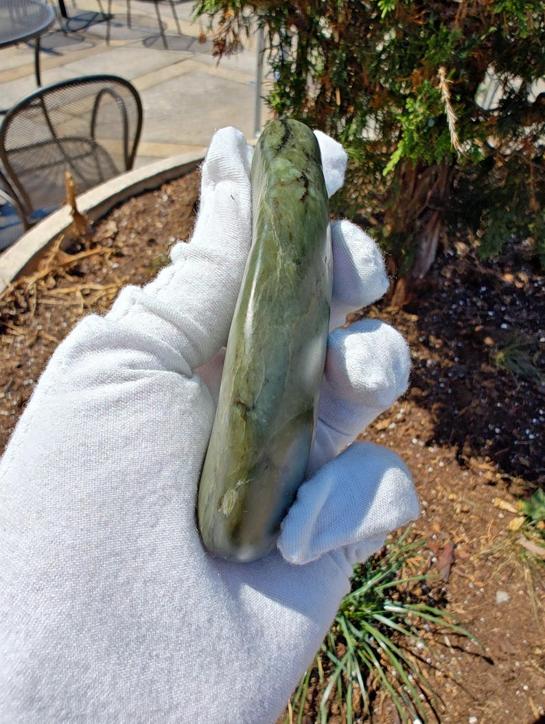 Kidney Shaped Authentic Big Sur Jade Tumbled Palm Stone - Image 6