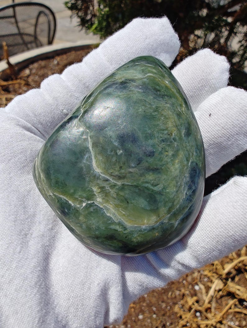 Authentic Big Sur Jade Tumbled Palm Stone
