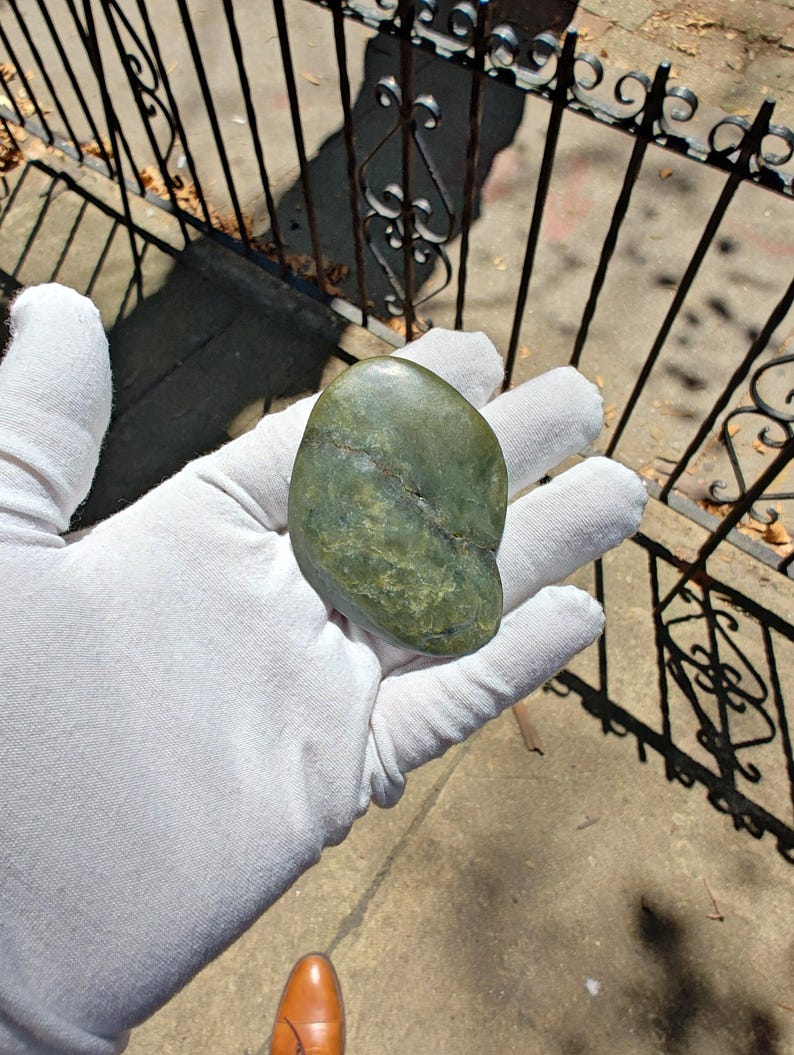 Authentic Big Sur Jade Tumbled Palm Stone - Image 8