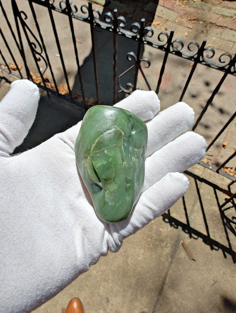 Authentic Big Sur Jade Tumbled Palm Stone - Image 9