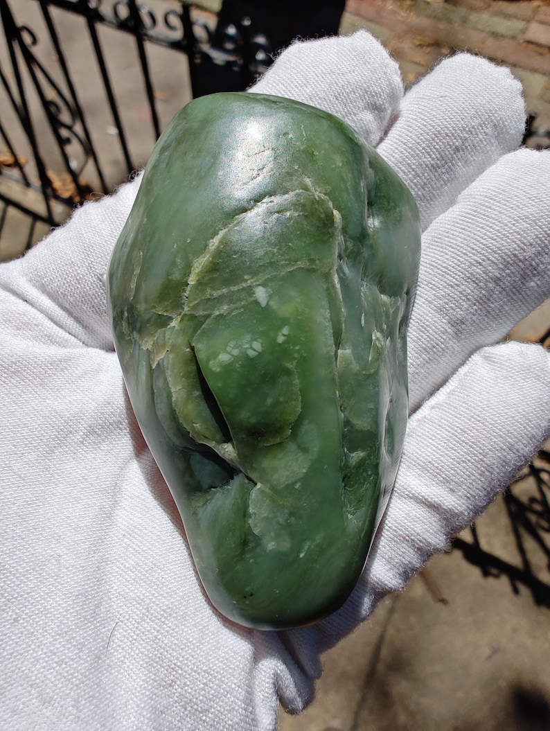 Authentic Big Sur Jade Tumbled Palm Stone - Image 2