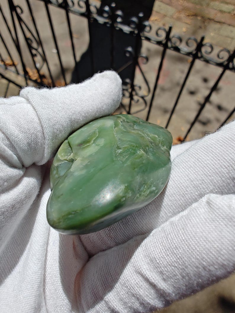Authentic Big Sur Jade Tumbled Palm Stone - Image 6