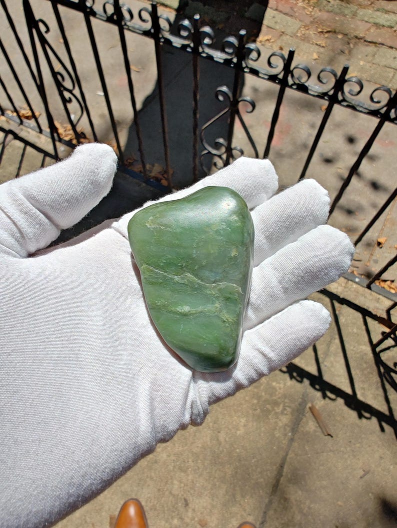 Authentic Big Sur Jade Tumbled Palm Stone - Image 8