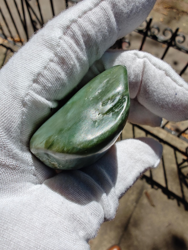 Authentic Big Sur Jade Tumbled Palm Stone - Image 4