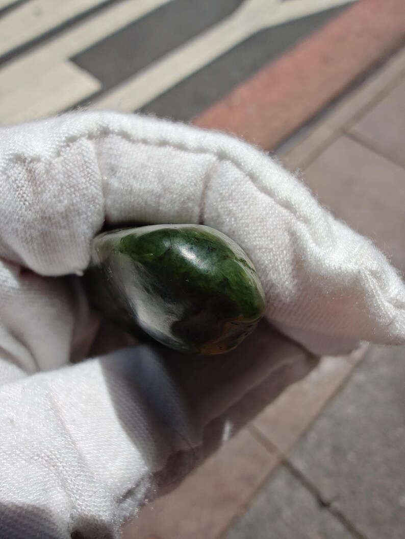 Authentic Big Sur Jade Tumbled Palm Stone - Image 3