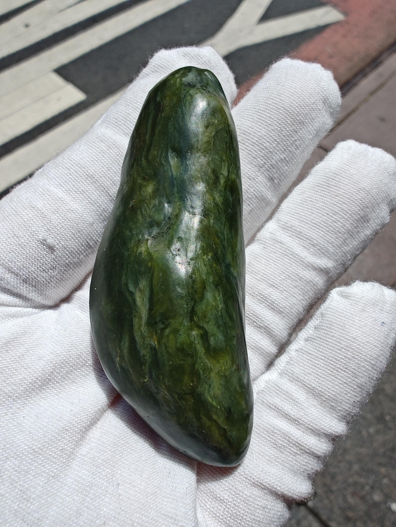 Authentic Big Sur Jade Tumbled Palm Stone