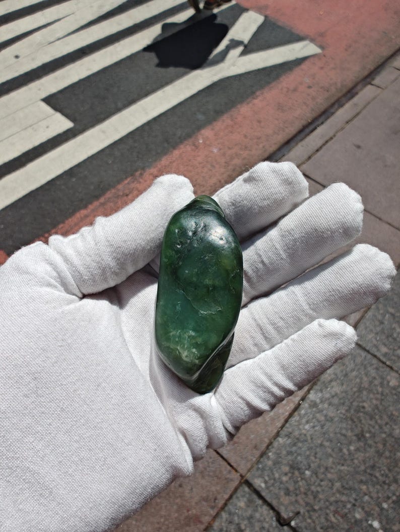 Authentic Big Sur Jade Tumbled Palm Stone - Image 7