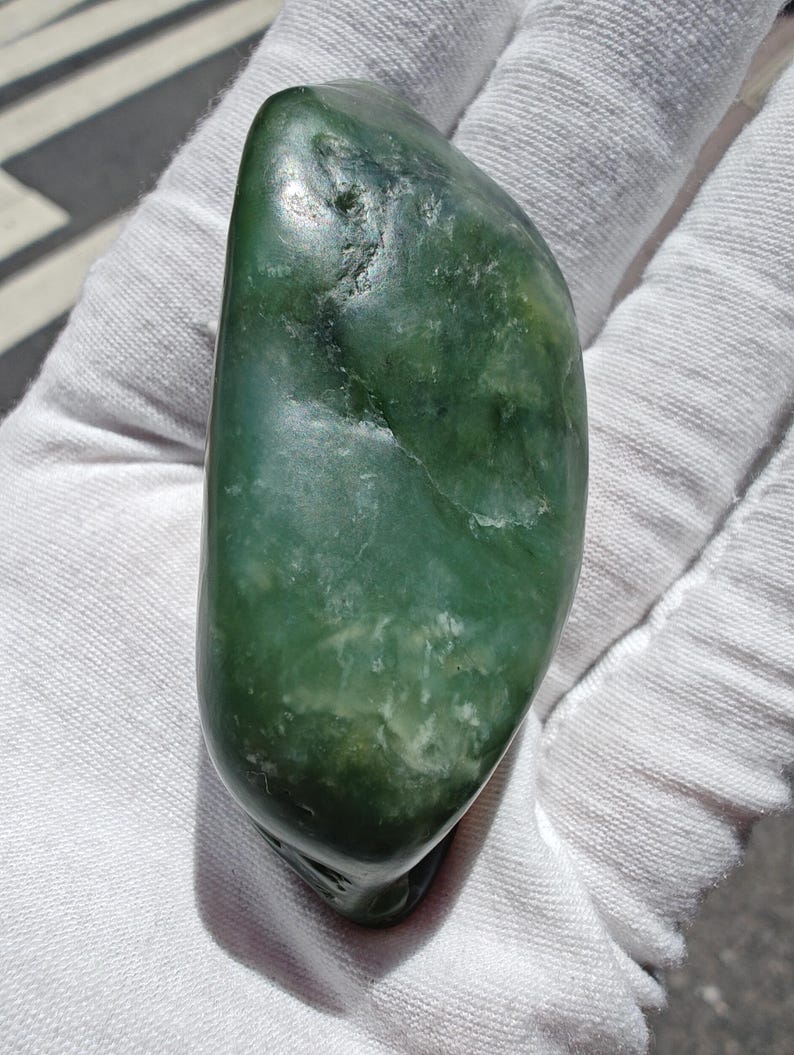 Authentic Big Sur Jade Tumbled Palm Stone