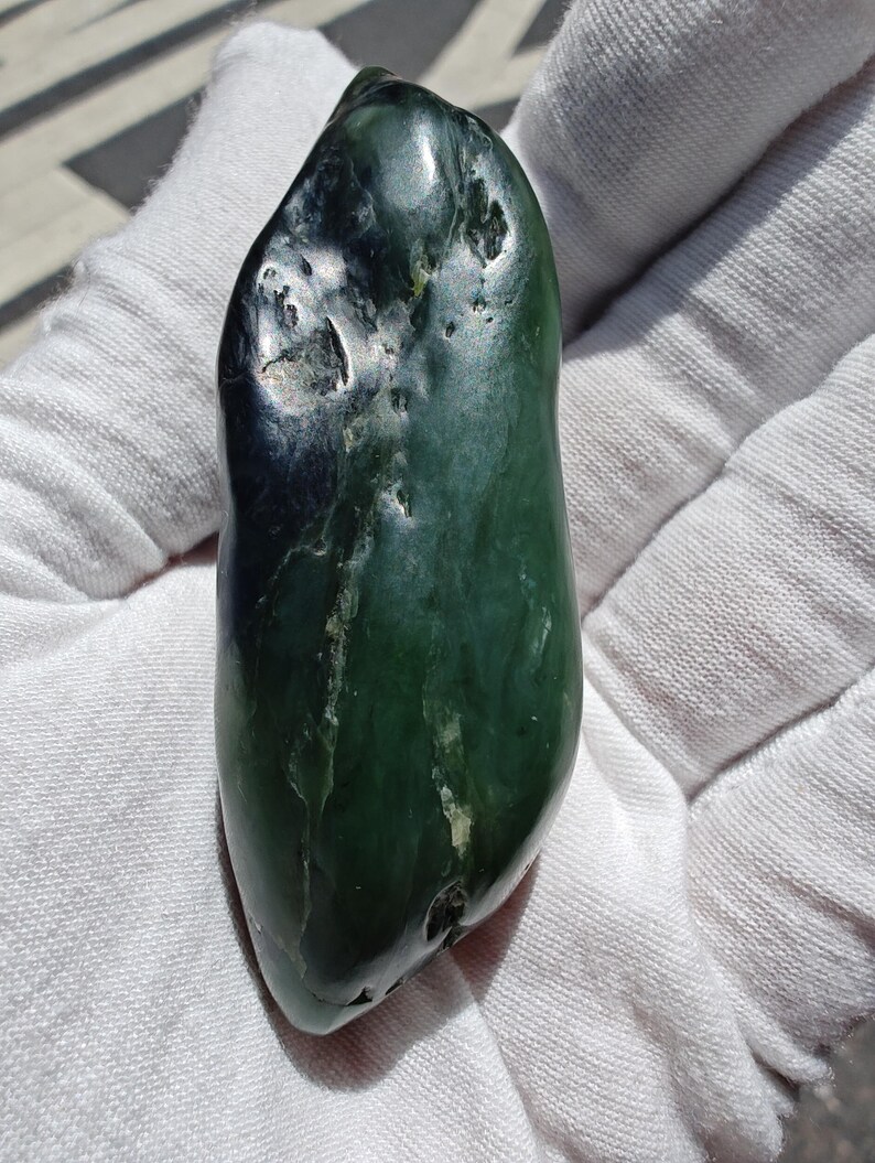 Authentic Big Sur Jade Tumbled Palm Stone - Image 2