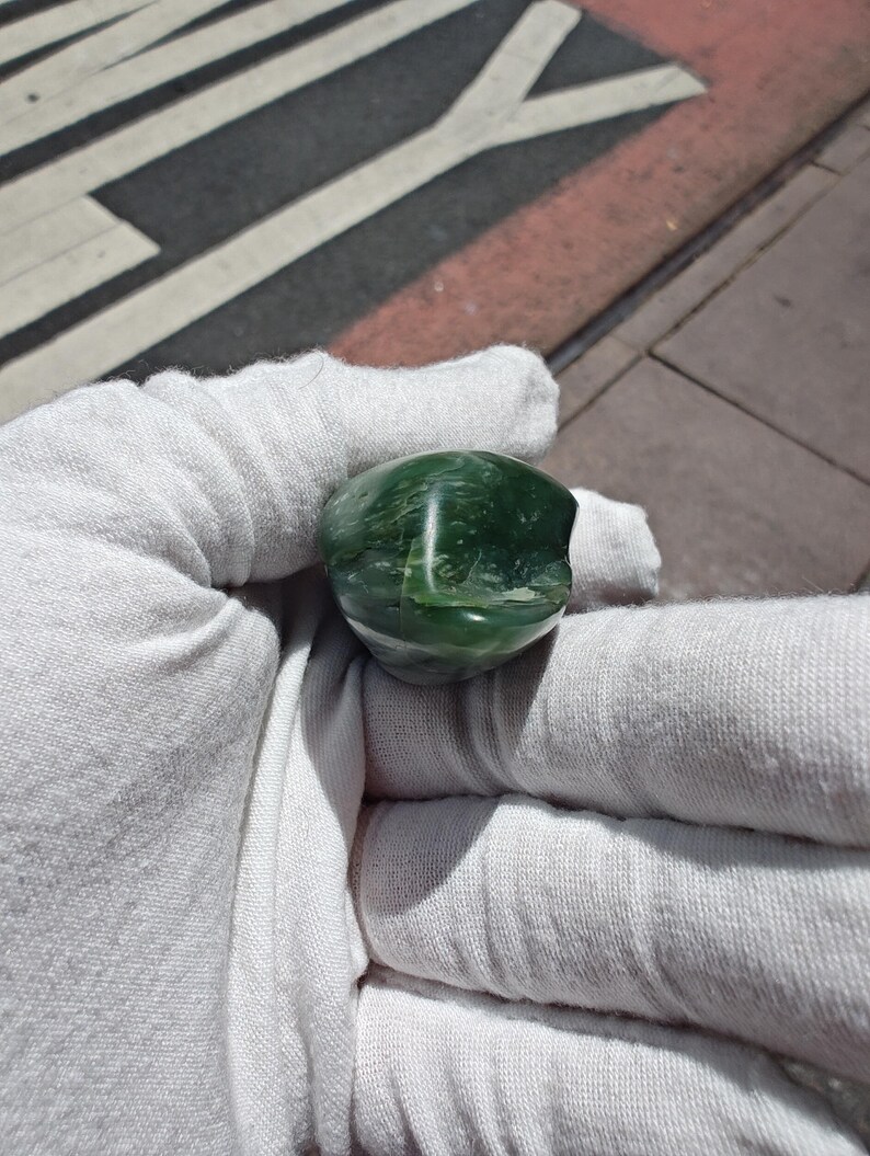 Authentic Big Sur Jade Tumbled Palm Stone - Image 6
