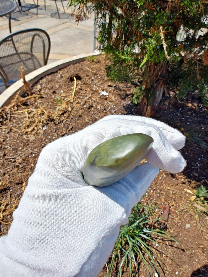 Kidney Shaped Authentic Big Sur Jade Tumbled Palm Stone - Image 5