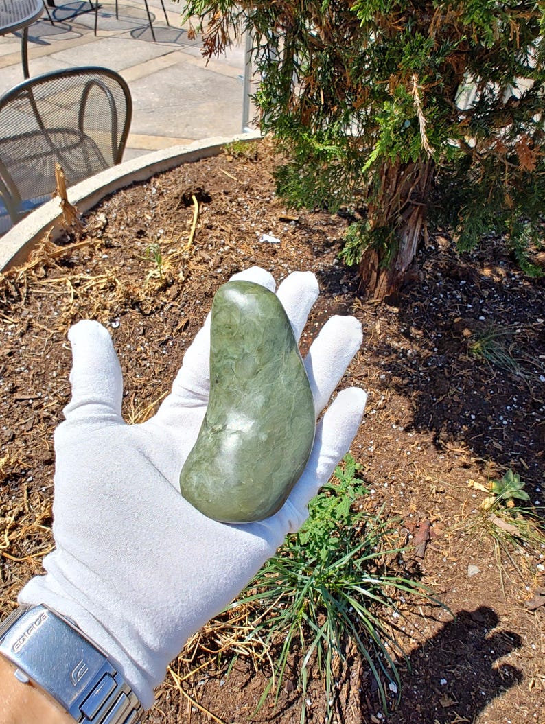 Kidney Shaped Authentic Big Sur Jade Tumbled Palm Stone - Image 8