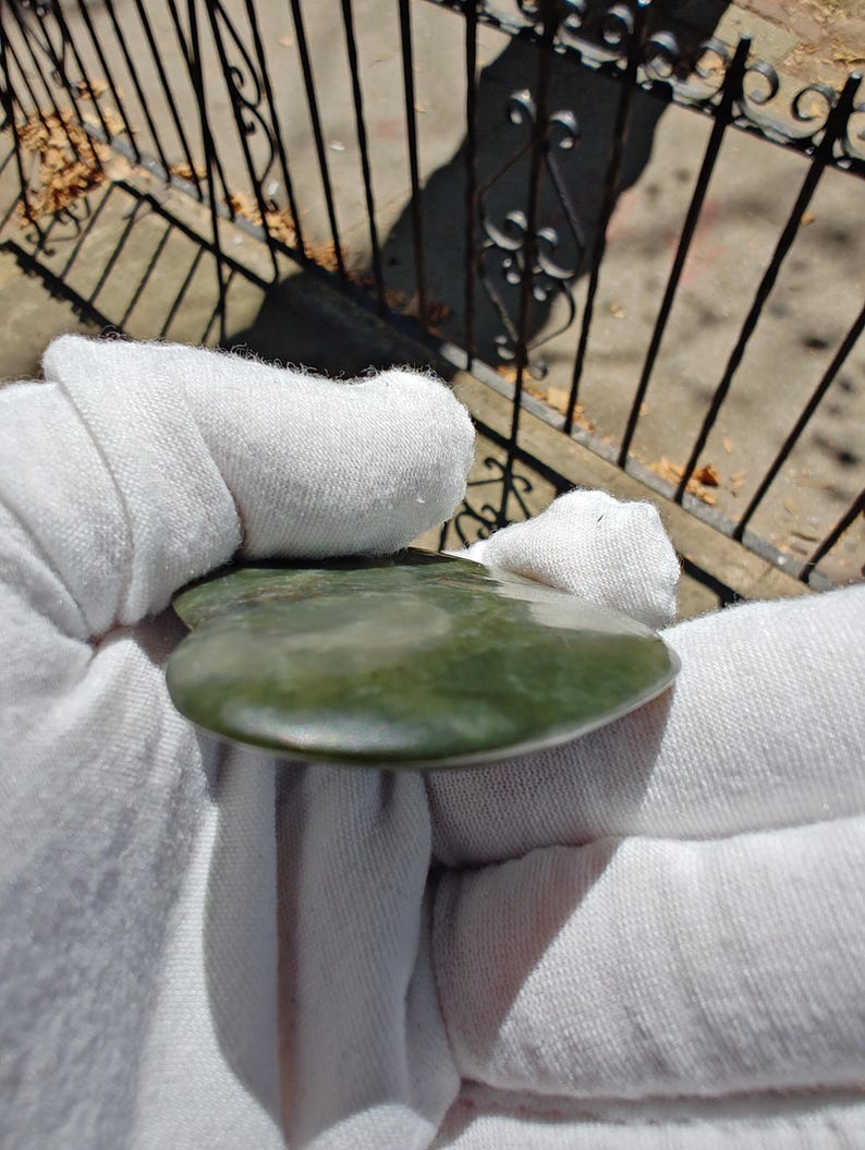 Authentic Big Sur Jade Tumbled Palm Stone - Image 3