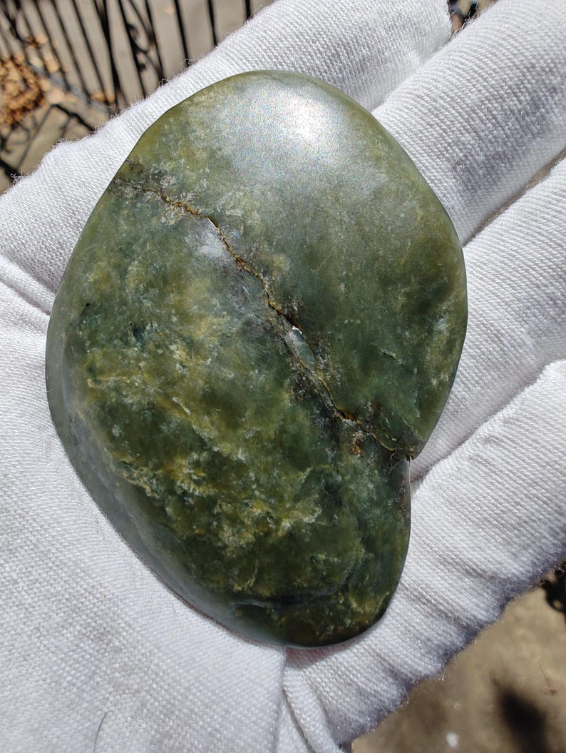 Authentic Big Sur Jade Tumbled Palm Stone - Image 2