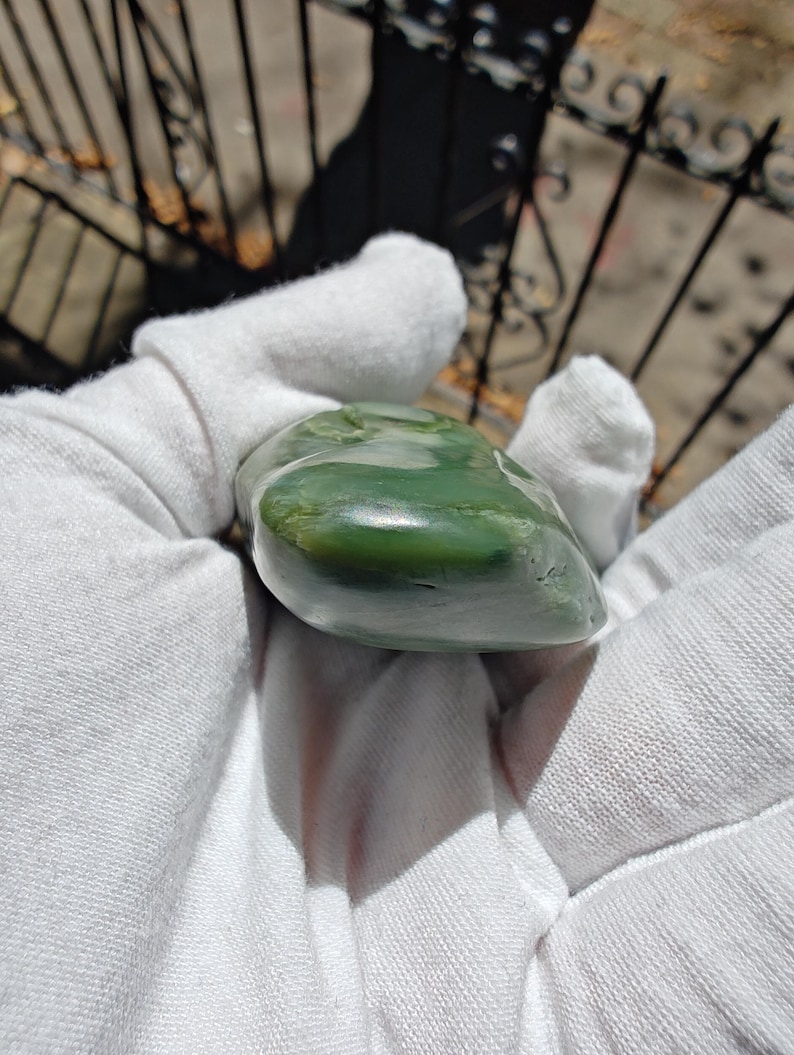 Authentic Big Sur Jade Tumbled Palm Stone - Image 3