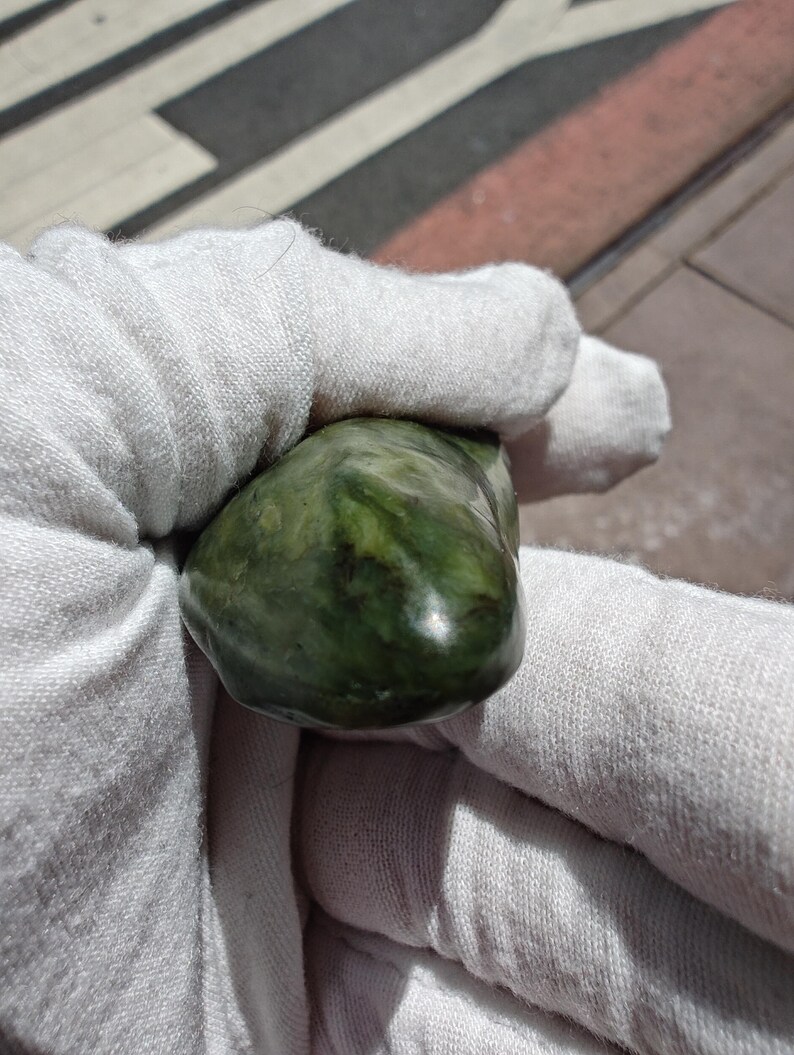 Authentic Big Sur Jade Tumbled Palm Stone - Image 5