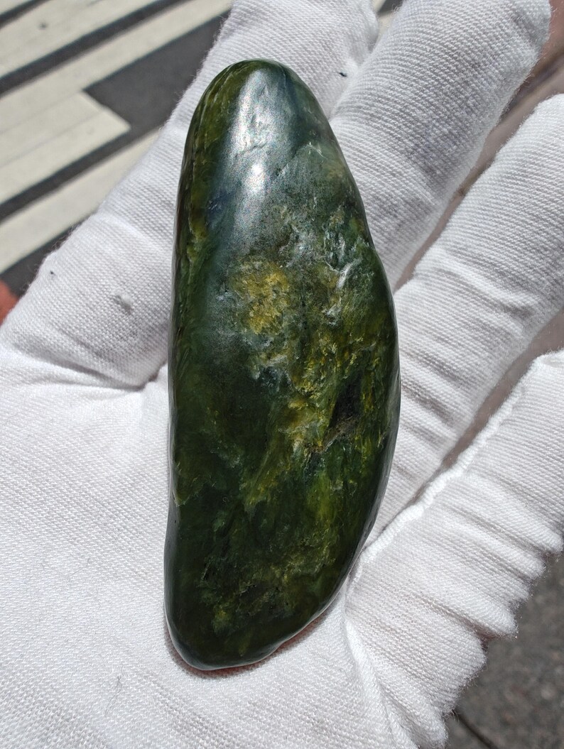 Authentic Big Sur Jade Tumbled Palm Stone - Image 2