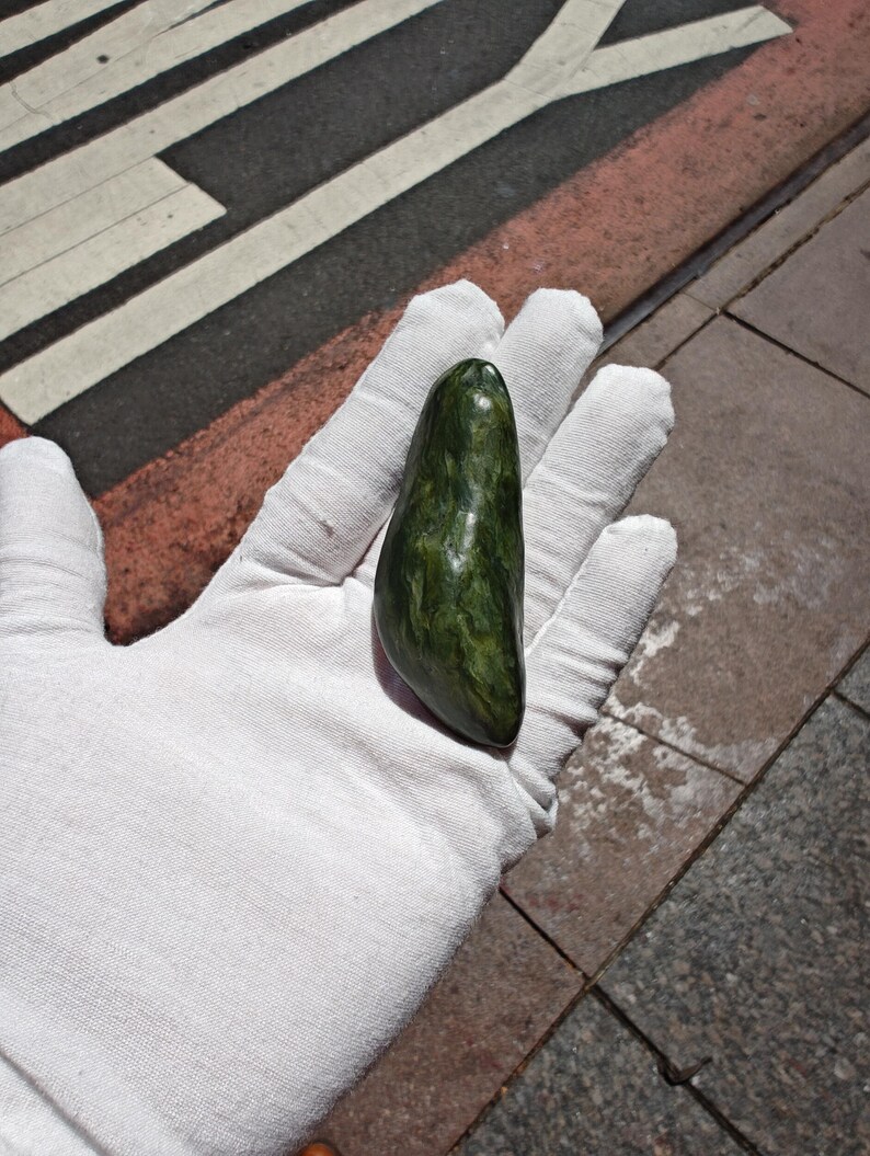 Authentic Big Sur Jade Tumbled Palm Stone - Image 8