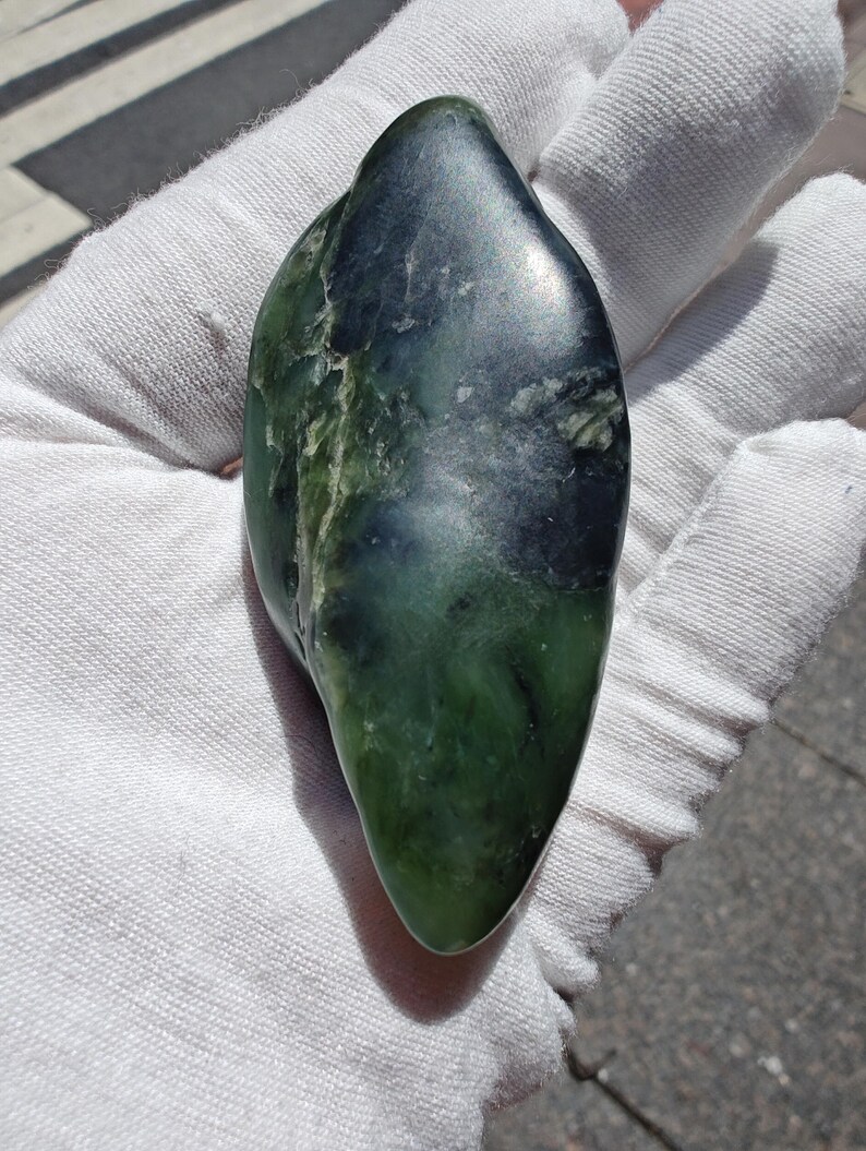 Authentic Big Sur Jade Tumbled Palm Stone - Image 3