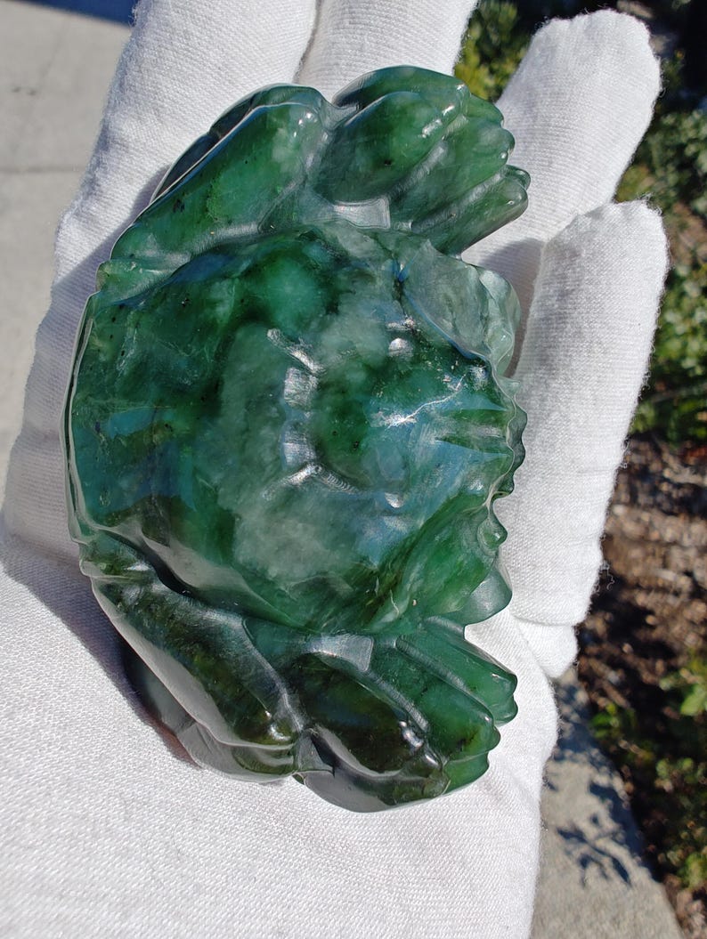 Certified Handmade Authentic Nephrite Jade True Crab (Not Big Sur Jade)