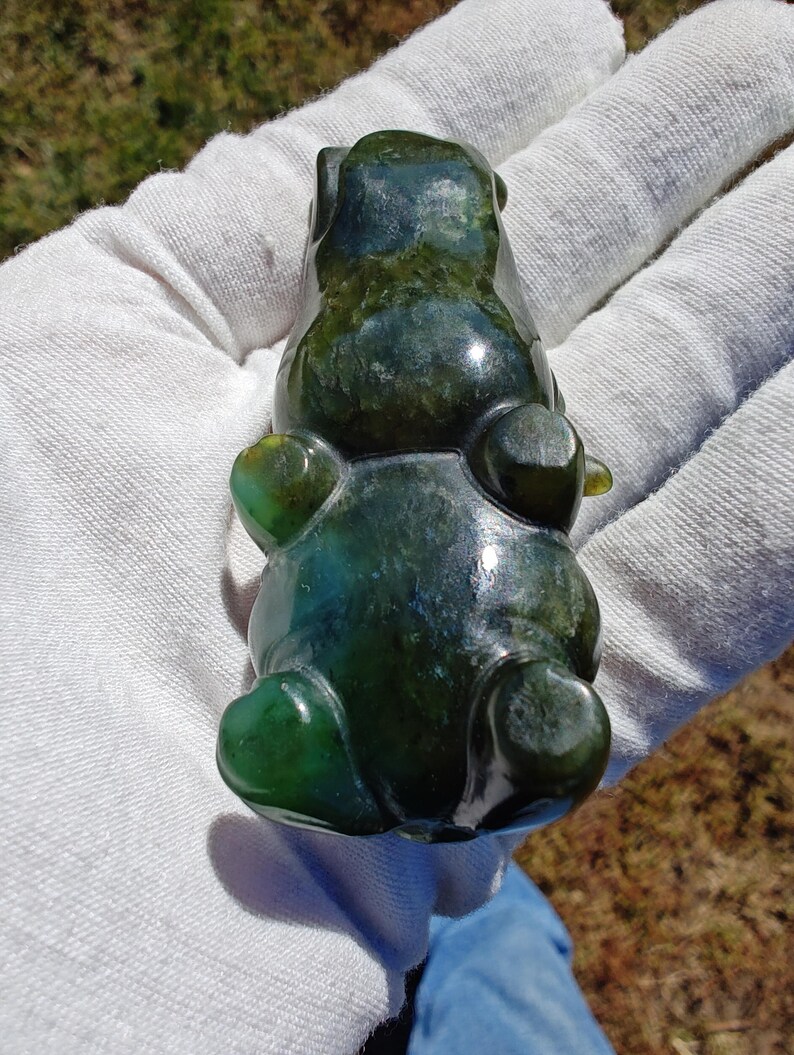Certified Hand Carved Nephrite Jade HipCowGator (Not Big Sur Jade) - Image 7