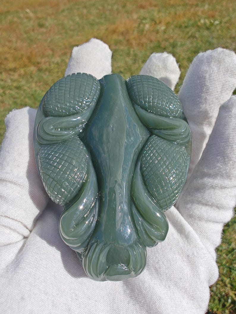Certified Hand Carved Nephrite Jade XuanWu Dragon Turtle (Not Big Sur Jade) - Image 4