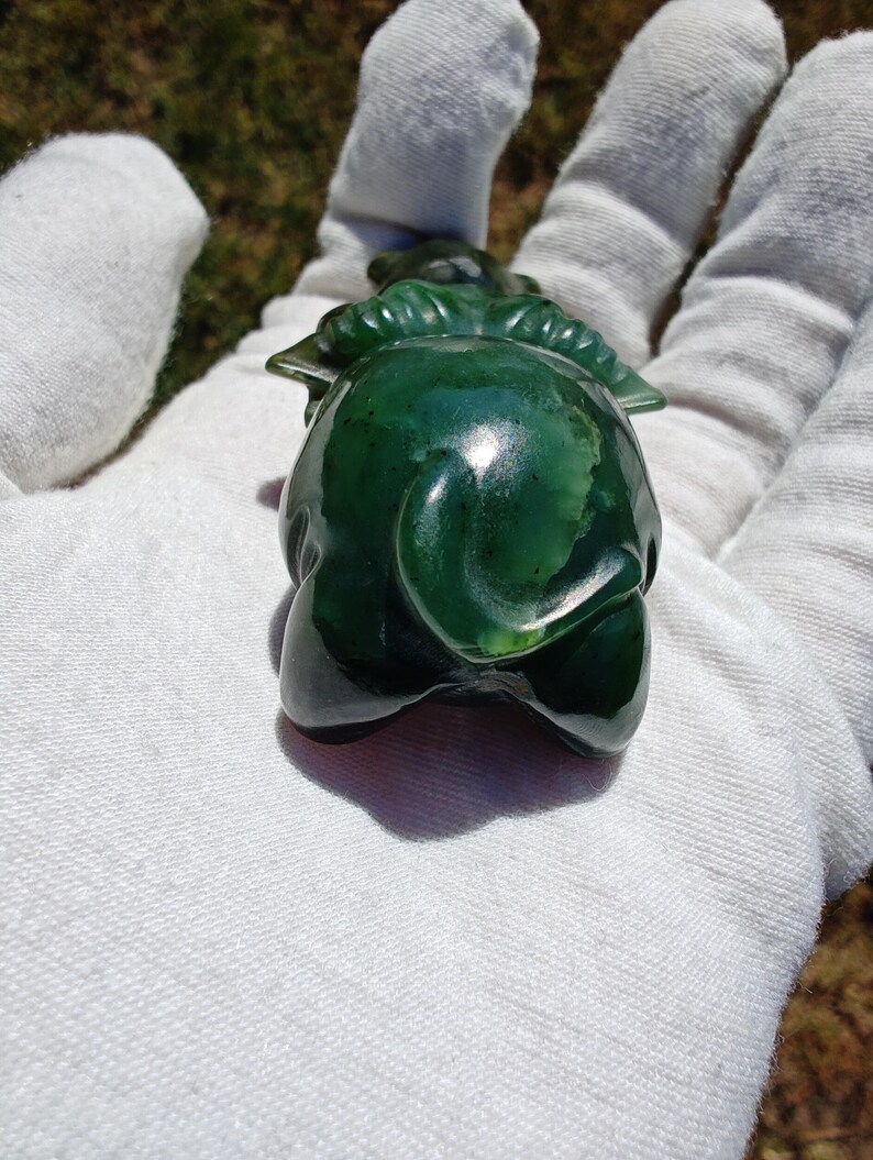 Certified Hand Carved Nephrite Jade HipCowGator (Not Big Sur Jade) - Image 4