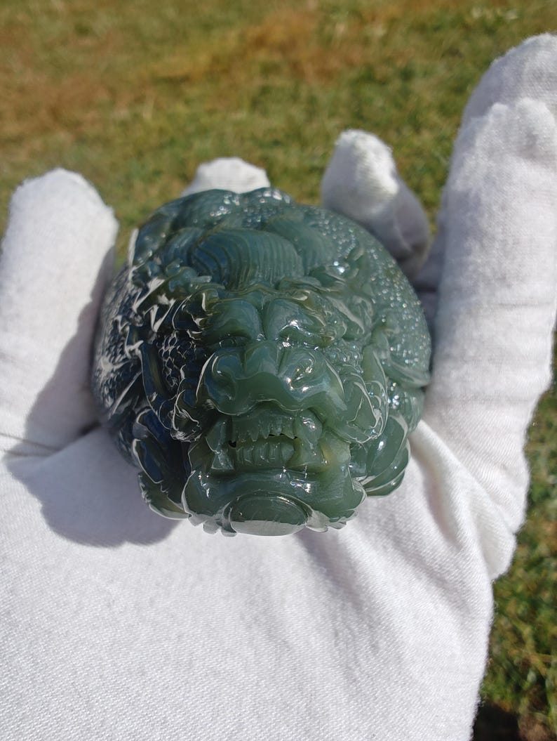 Certified Hand Carved Nephrite Jade XuanWu Dragon Turtle (Not Big Sur Jade)