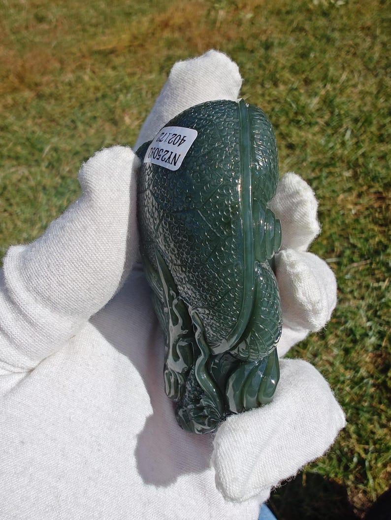 Certified Hand Carved Nephrite Jade XuanWu Dragon Turtle (Not Big Sur Jade) - Image 7
