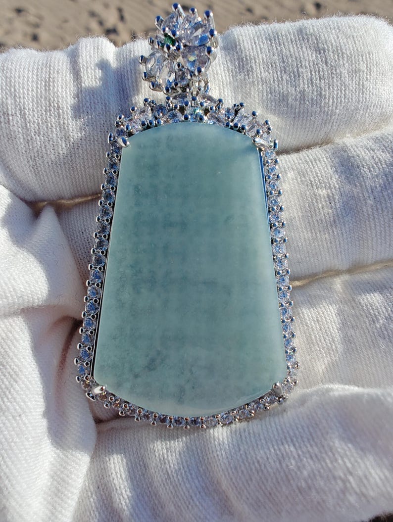 Certified Authentic Guatemalan Jadeite Jade Rectangular Traypezoid Pendant
