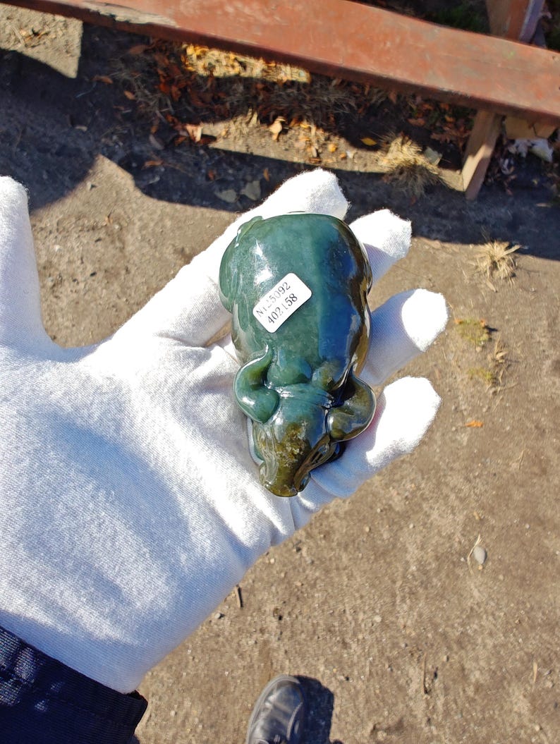 Authentic Handmade Nephrite Jade Cow - Image 5