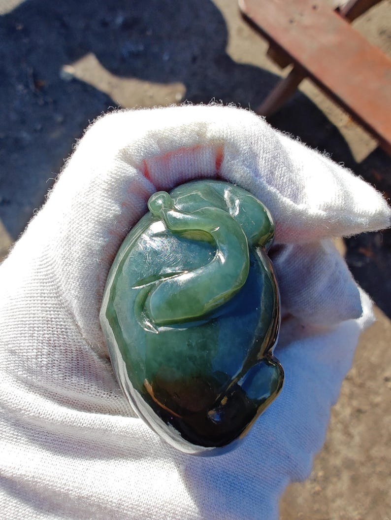 Authentic Handmade Nephrite Jade Cow - Image 6