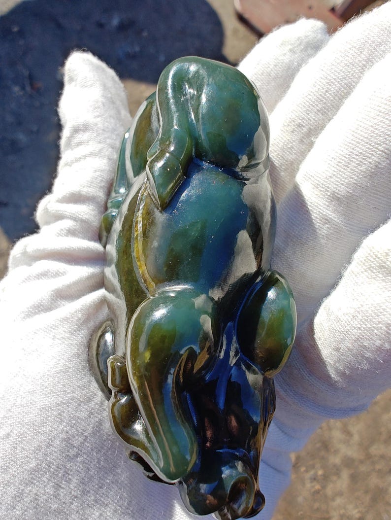 Authentic Handmade Nephrite Jade Cow - Image 8