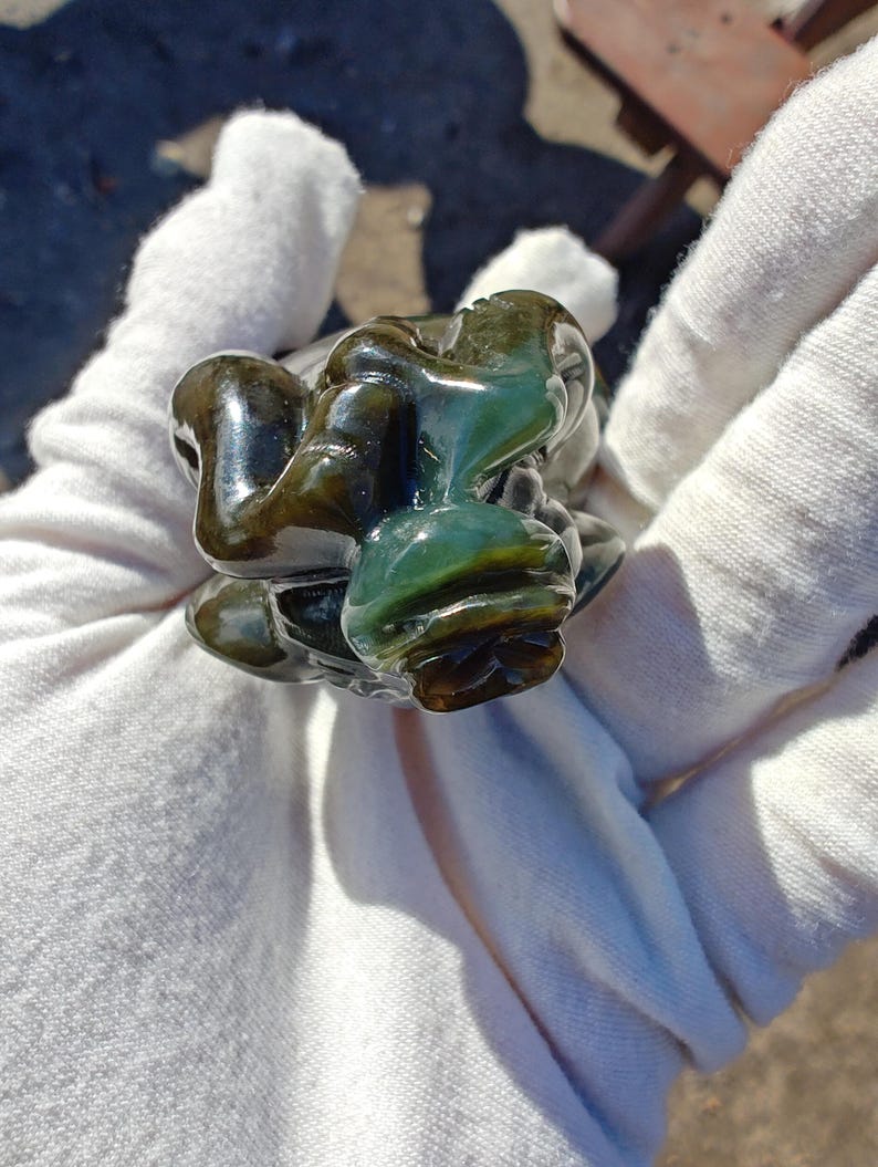 Authentic Handmade Nephrite Jade Cow - Image 9