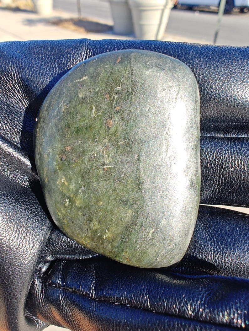 Authentic Big Sur Dendritic Root-Beer Jade - Hand Polished using SheepSkin By Mac's Jade