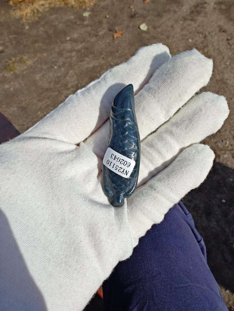 Mac's Jade Brand Dark-Green Nephrite Jade Dragon Fish Pendant - Image 8