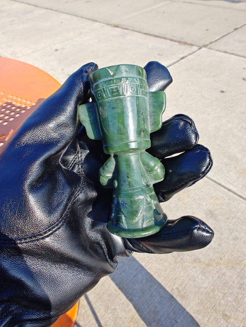 Hand Carved Lab Certified Canadian Yukon Nephrite Jade Sanxingdui Ruin Little Guy - Image 8