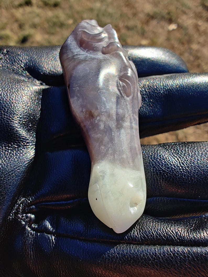 Handcrafted certified nephrite jade Horse Head