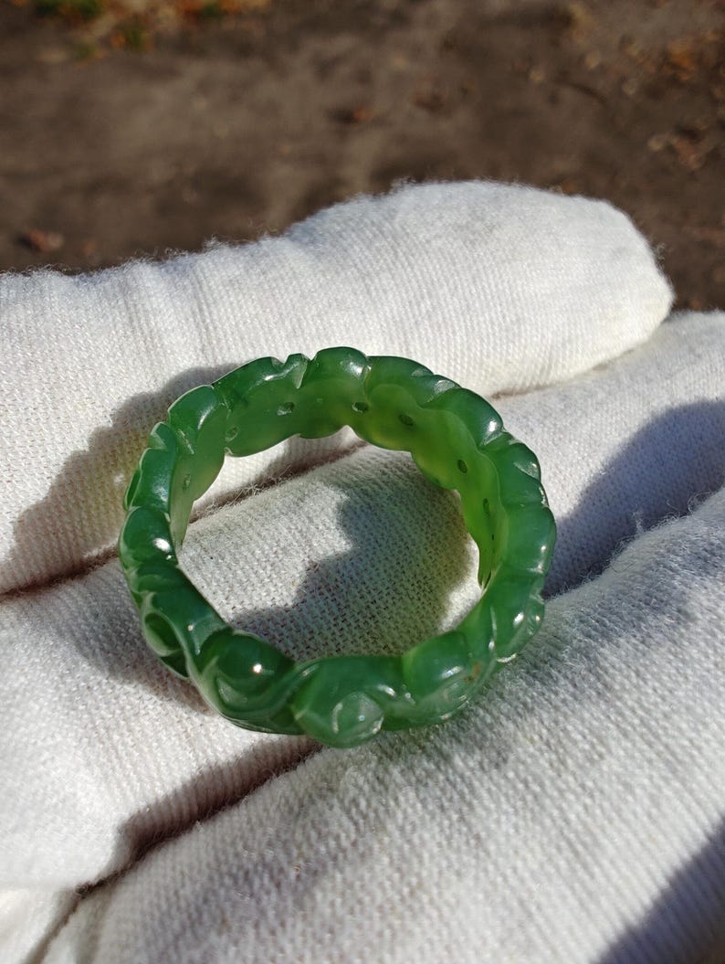 Authentic Handmade Canadian Yukon Jade Ring - Size 9 US