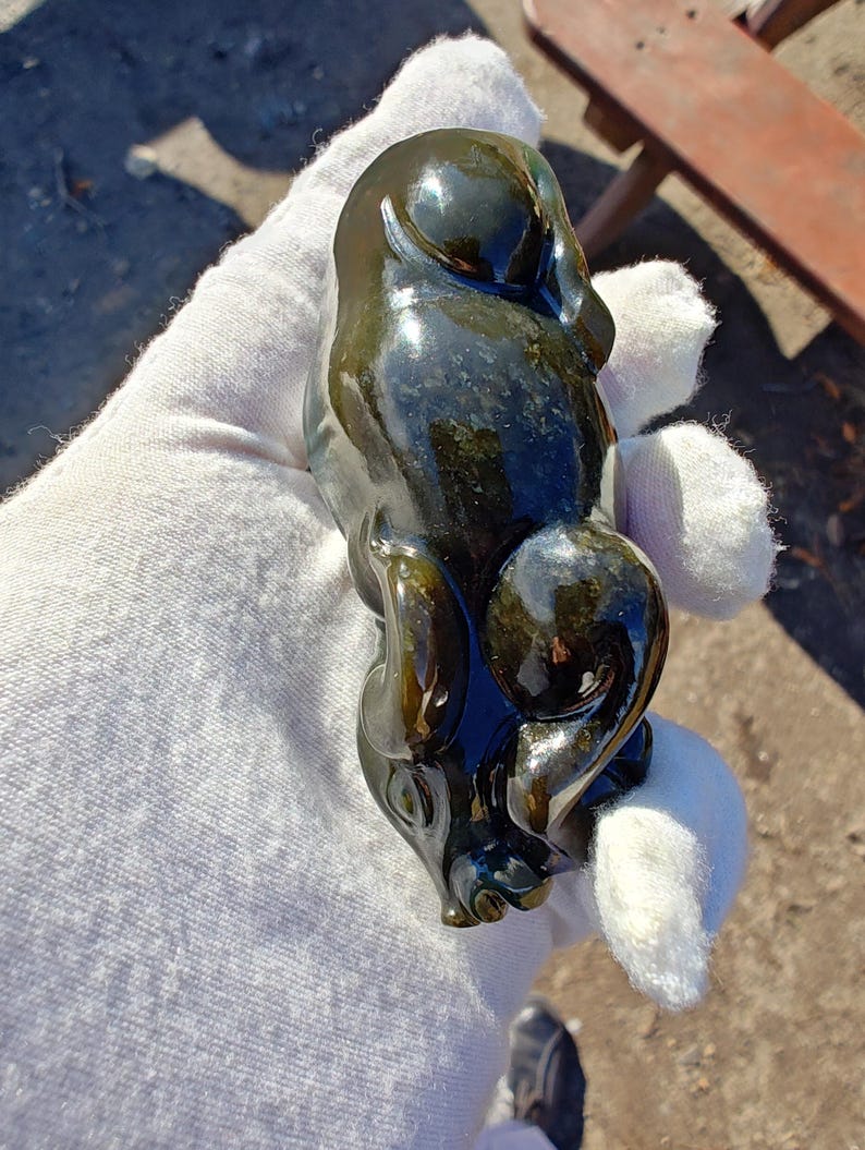 Authentic Handmade Nephrite Jade Cow - Image 4