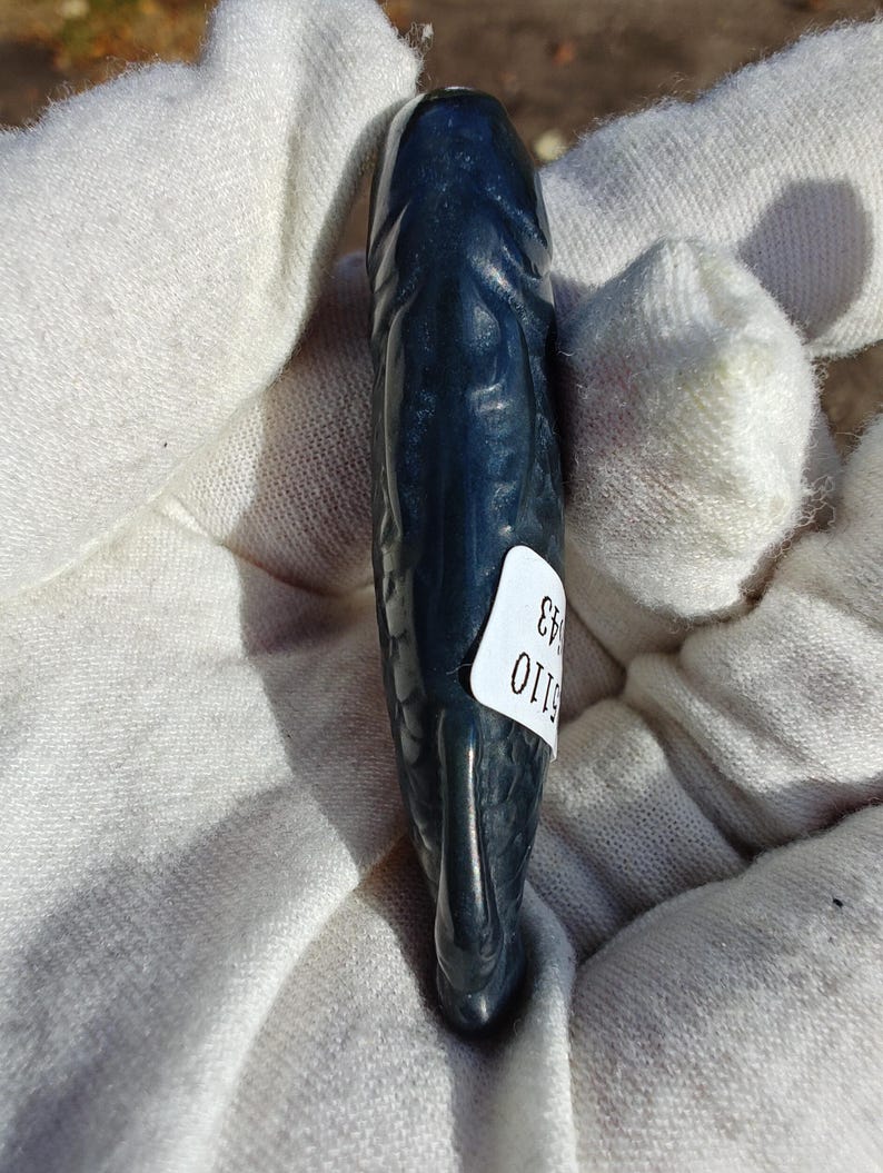 Mac's Jade Brand Dark-Green Nephrite Jade Dragon Fish Pendant - Image 6